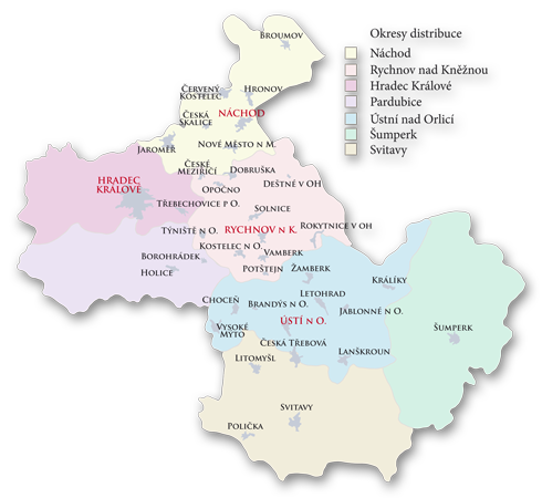 Mapka distribuce Inzertních novin Orin Mapka distribuce Inzertních novin Orin